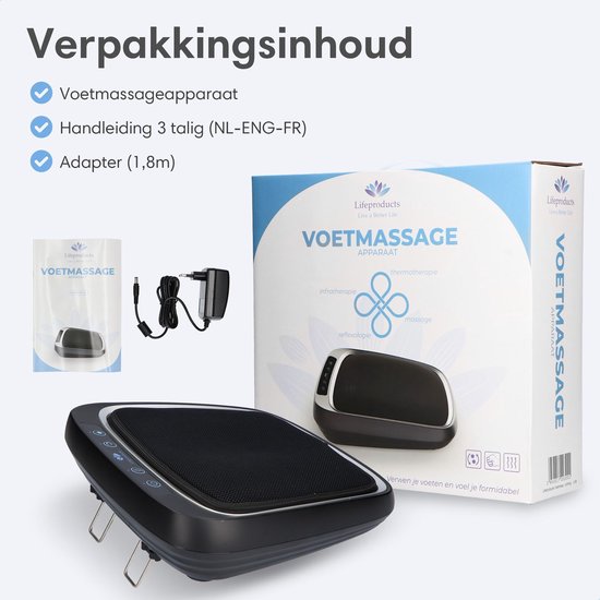 Shiatsu-Fußmassagegerät - 3 Geschwindigkeitsstufen - Wärmefunktion - abnehmbarer Bezug - Schwarz