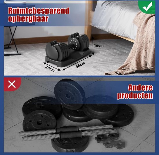 DH FitLife Verstellbares Hantelset 12KG | 2 STUKS | 5-in-1 Variable Gewichte | Verstellbare Hanteln von 2 bis 12 kg | Krafttraining, Kurzhantelset mit platzsparenden Hanteln für das Heimtraining, Kurzhanteln verstellbar