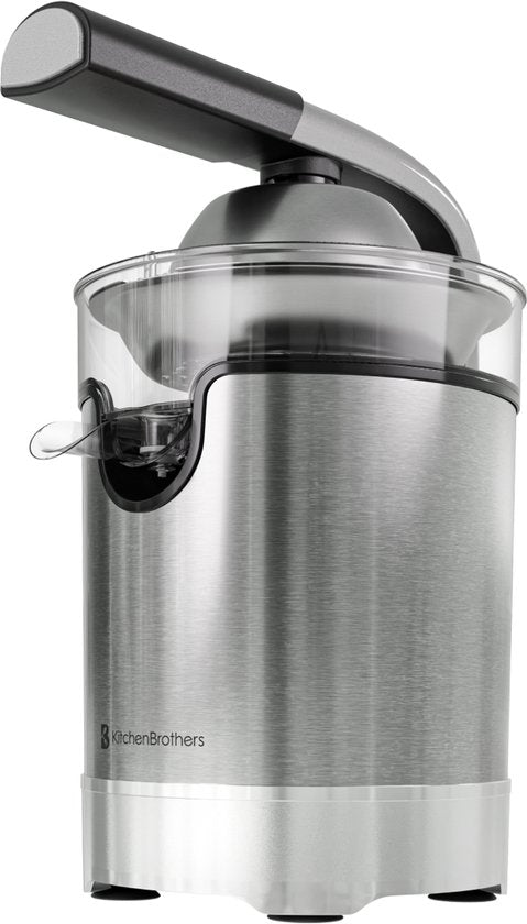 KitchenBrothers Zitruspresse - Kompakt - Mit Ausgießer und Presshebel - 0.35L - Edelstahl