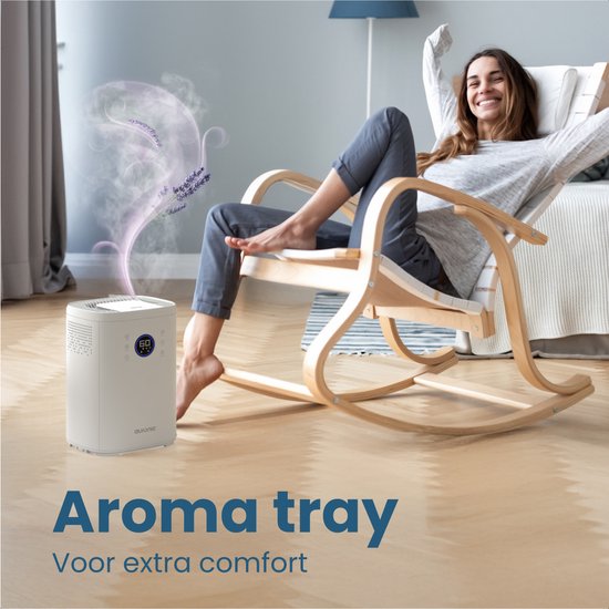 Auronic Luftbefeuchter - 4 Liter - 40m2 - Geeignet für Wohnzimmer, Büro, Schlafzimmer, Babyzimmer und mehr - Mit Aromatherapie - BPA-frei - Weiß