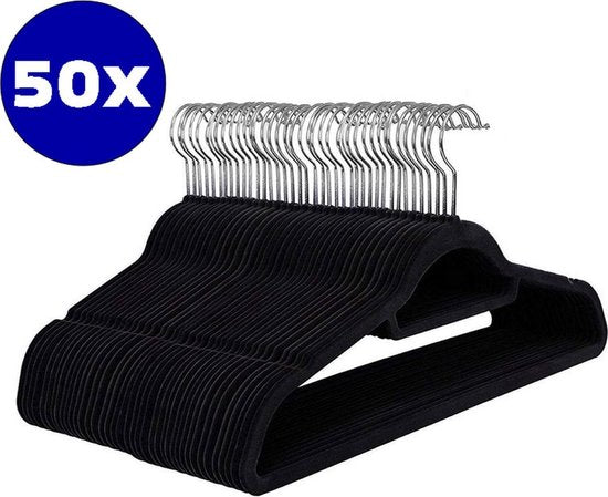 Ceruzo Kleiderbügel Schwarz - 50 - Anti-Rutsch - Drehhaken