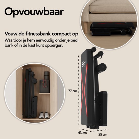 Brixy Fitness Halter Bench - Übung Bank - bis zu 300KG - Bankdrücken Bank - Übung Bank - einstellbar - faltbar - schwarz