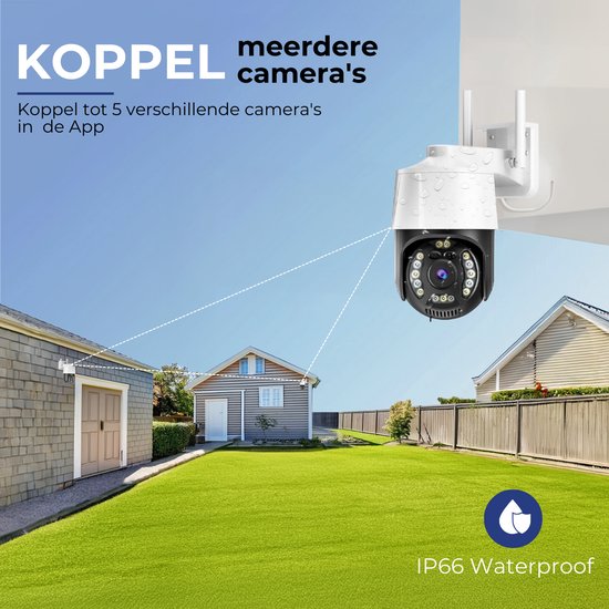 Camux Cam-VisionX Sicherheitskamera Outdoor IP66 - 3MP 2K Kamera - Outdoor Kamera mit Nachtsicht - Wifi mit App - Sicherheitskamera