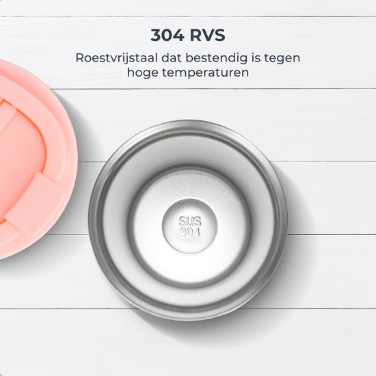 Castagnola Thermos Cup - Kaffeebecher To Go - Reisebecher für Kaffee und Tee - Teebecher - 380 ML - Edelstahl - Pink