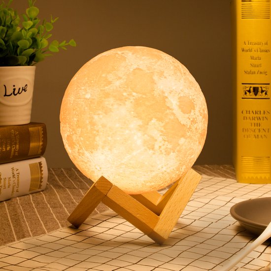 Denver Moon Lamp 3D - Bluetooth-Lautsprecher kabellos - Tischlampe fürs Schlafzimmer - Musiksynchronisation - inkl. Fernbedienung - Mondlampe - LBS150