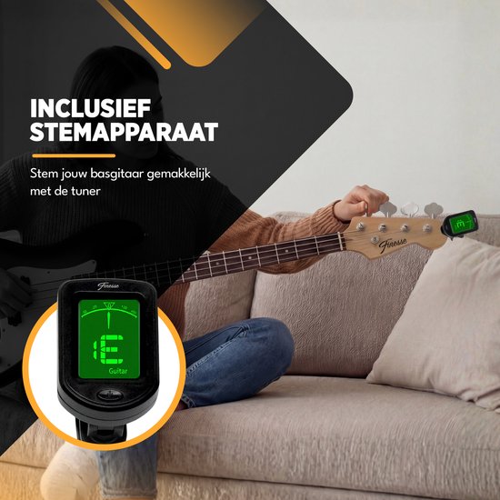 Finesse E-Bass mit Verstärker – Starter-Set – Erwachsene – Kinder – Sunburst