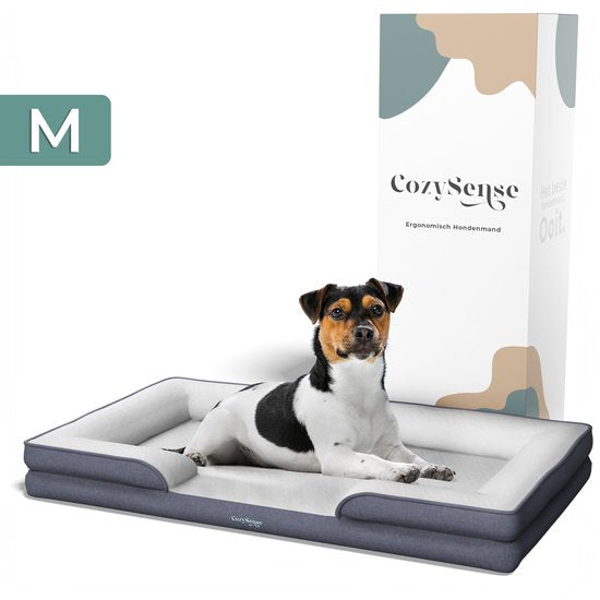 CozySense® Orthopädischer Hundekorb - 75 x 45 cm - Größe M - Wasserdichtes Hundebett mit waschbarem Bezug - Als Sitzkissen geeignet - Weiß