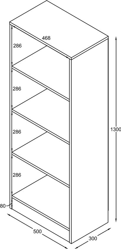 VDD - Abteilschrank - Abteilschrank offen - Wandschrank - Abteilschrank weiß - Bücherregal - Bücherregal weiß - Wandschrank - Abteilschrank - 50x30x130 cm - Weiß
