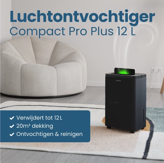 Auronic Luftentfeuchter - Compact Pro Plus - 12L - Schlafzimmer, Badezimmer, Wohnzimmer und Büro - Luftbefeuchter für Innenräume - Schwarz