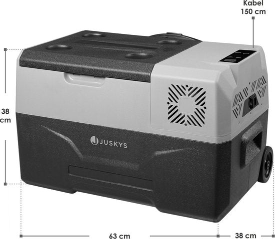 Juskys - Elektronische Kühlbox - Kompressor Kühlbox Yukon - 30 Liter - 12/24 & 230 V Anschluss - schwarz/grau