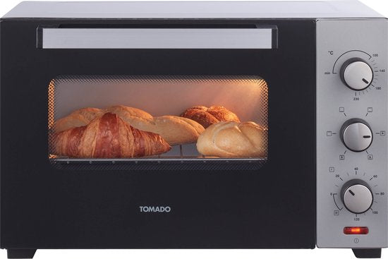 Tomado TEO3000S - Freistehender Backofen - 30 Liter - 1600 Watt - Heißluft - 3 Einschubebenen - Silber