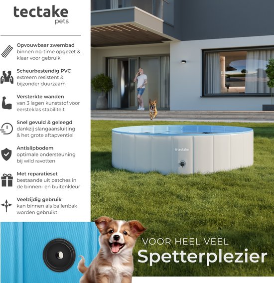 Tectake Hundepool Nele - Faltbare Hundebadewanne - Ø120 cm - Rutschfest -