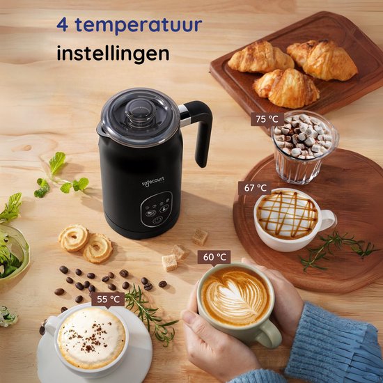 Safecourt Kitchen Milchaufschäumer - Elektrisch - 4-in-1 - Schwarz