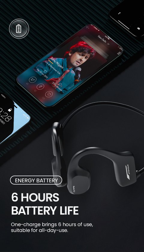 OPENAIR Bone x2 - Wasserdichte Schwimm-Kopfhörer mit MP3-Player 32GB & Bluetooth 5.2 - Knochenleitungs-Sport-Kopfhörer - IPX8 wasserdicht - kabelloses Schwimm-Headset für Schwimmen, Laufen & Fitness