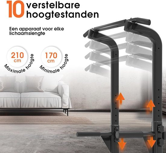 DH FitLife Power Tower Dip Station | Klimmzugstange freistehend | Dip Bars Rückentrainer | Power Station Kraftturm | Fitness Station | Power Rack für Home Gym | Krafttraining für Zuhause