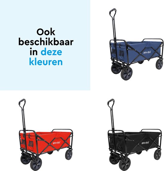BRASQ Faltbarer Wagen - 100 Liter - 80 KG Kapazität - Schwenkbare Räder mit Bremse - 90x51x100 CM - Verstellbarer Griff - Faltbarer Wagen - Kompakt - Grau