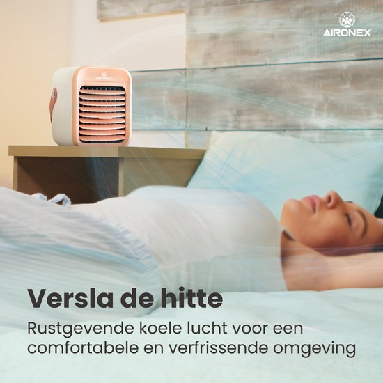 Tragbarer Luftkühler Pink - Kabelloser Luftkühler mit Wassertank von Aironex - Luftbefeuchterfunktion - Luftkühler ohne Klimaanlage - Tischventilator - Ventilatorständer - Steigern Sie Ihre Produktivität und Ihren Schlaf