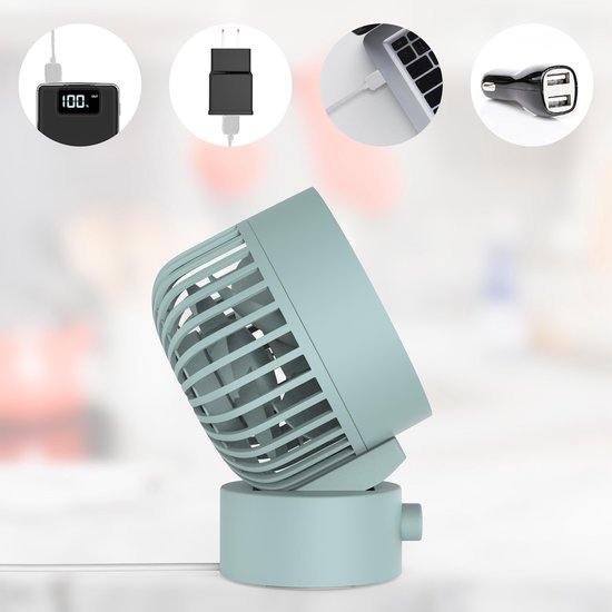 Northwall Mini-USB-Ventilator - Tischventilator Blau - Leiser Mini-Ventilator - Retro-Schreibtischventilator - Klein, leise und geräuschlos - Zwei Motoren - Kippbar - 2 Geschwindigkeiten