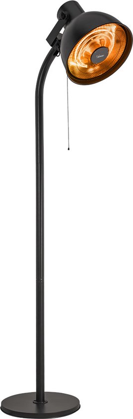 Perel - Steh-Terrassenheizer - 2000 W - 3 Heizstufen - Retro-Design - Metall - Schwarz