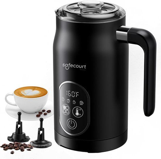 Safecourt Kitchen Milchaufschäumer - Elektrisch - 4-in-1 - Schwarz