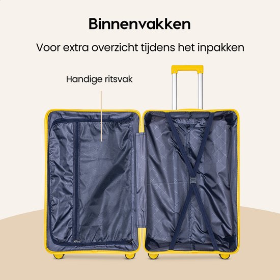 SKYCASES Urban Adventurer - Mittlerer Reisekoffer - Zahlenschloss - 44x27x66cm - 78L - Reisekoffer mit Kofferschloss - Spinner-Räder - Gelb
