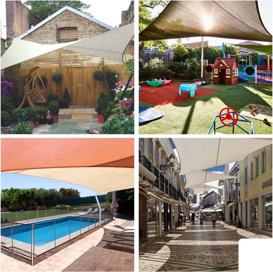 Perel Schattentuch, wasserdurchlässig, luftdurchlässig, 3,6 x 3,6 m, 180 g/mÂ², HDPE, quadratisch, champagner