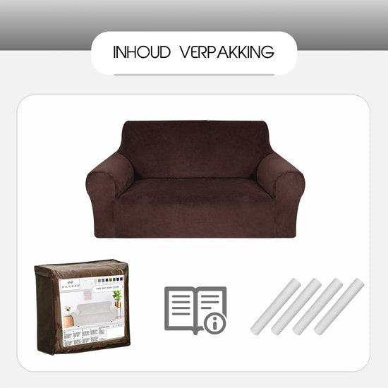 Hilvard - Sofabezug 2-Sitzer Sofas - (145 - 175 cm) - Dunkelbraun - Samt - Stretch - Sofaschoner - Möbelbezug - Gegen Beschädigungen und Flecken - Sitzbezug - Sitzbezug