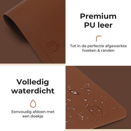 Castagnola Tischsets in Lederoptik - Rutschfeste Tischsets aus Kunstleder - Wasserabweisende Untersetzer - Untersetzer - 6 Stück - 45 x 30 cm - Braun