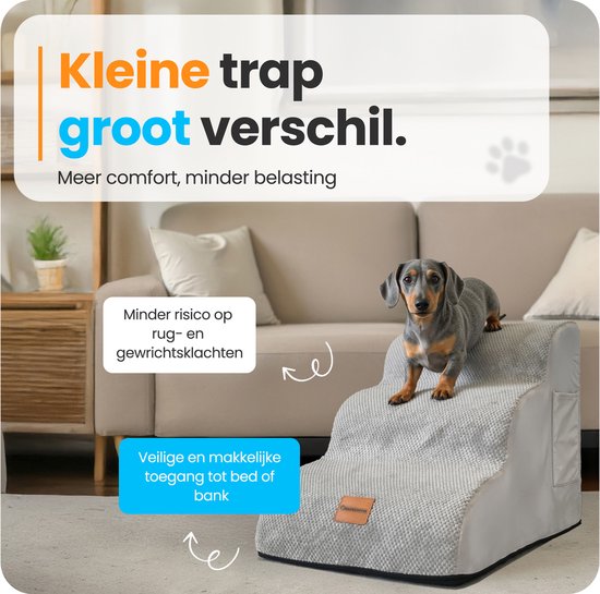 Pawesome - Hundetreppe für Hunde - Hundetreppe - 3 Stufen - 40 x 60 x 40 - extra stabil und komfortabel - 30D Material