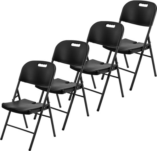 Brixy Klappstühle - 4er-Set - Klappstuhl-Set - Heavy Duty - Wetterfest - Klappstühle - 47 x 54 x 87 CM - Schwarz