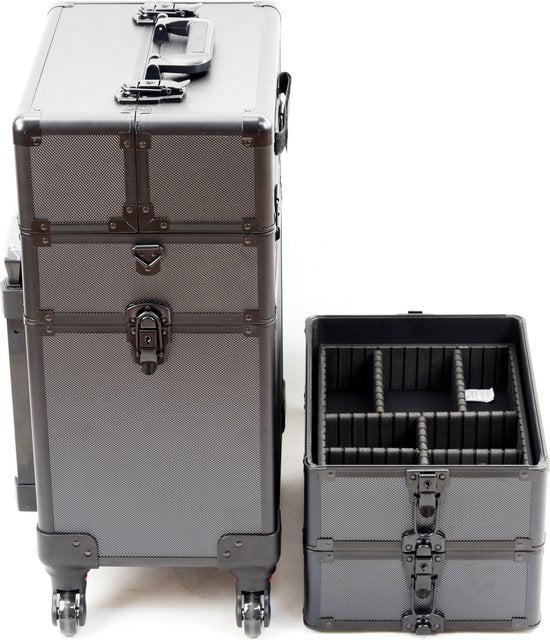 Schminkkoffer Kosmetik Friseurwagen Beauty Case 4 in 1 schwarz
