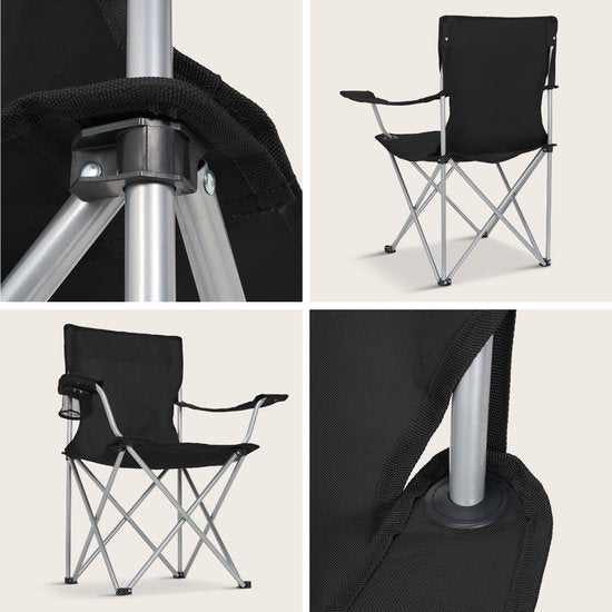 TRVLMORE Campingstühle - klappbar - 2er-Pack - 120KG Tragkraft - Inkl. Tragetasche - Klappstuhl - Angelstuhl - Campingstuhl - Klappstuhl - Schwarz