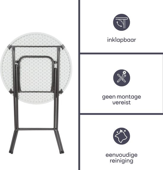 Perel Klapptisch, weiß, 80 x 110 cm, für den Innen- und Außenbereich, ideal für Veranstaltungen und den täglichen Gebrauch, max. 100 kg, passt überall hin, leicht und tragbar, zusätzliche Tischfläche