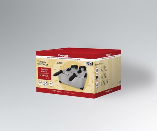 Tomado TDF6001S - Doppelfritteuse - 2 x 3 Liter - Kaltzone - Edelstahl