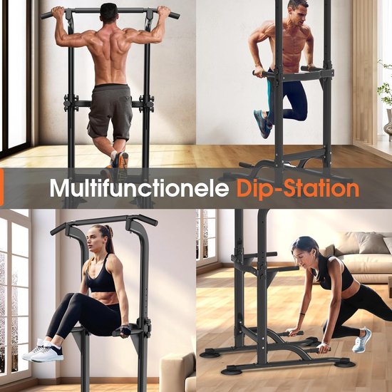 DH FitLife Power Tower Dip Station | Klimmzugstange freistehend | Dip Bars Rückentrainer | Power Station Kraftturm | Fitness Station | Power Rack für Home Gym | Krafttraining für Zuhause