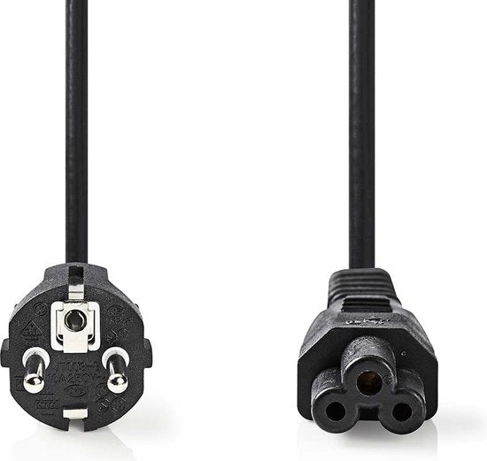 Nedis Stromkabel - Typ F (CEE 7/7) Stecker - IEC-320-C5 - Gerade - Vernickelt - 2,00 m - Rund - PVC - Schwarz - Etikett
