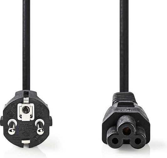 Nedis Stromkabel - Typ F (CEE 7/7) Stecker - IEC-320-C5 - Gerade - Vernickelt - 2,00 m - Rund - PVC - Schwarz - Etikett