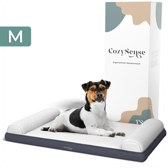 CozySense® Orthopädisches Hundekissen - 75 X 45 cm - Größe M - Wasserdicht - Geeignet als Sitzkissen & Hundebett - Waschbarer Bezug - Weiß