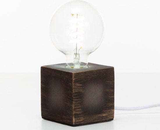 Lampensockel, Würfel, Kabel mit Schalter, E27, 60 W, IP20, Zement, grau, 90 mm x 90 mm