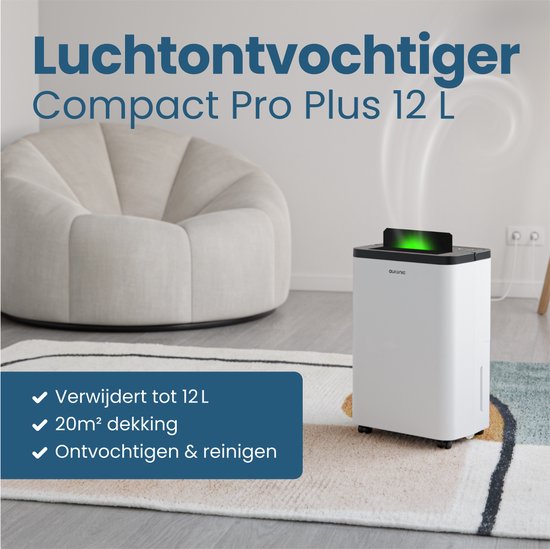 Auronic Luftentfeuchter - Compact Pro Plus - 12L - Schlafzimmer, Badezimmer, Wohnzimmer und Büro - Luftbefeuchter für Innenräume - Weiß