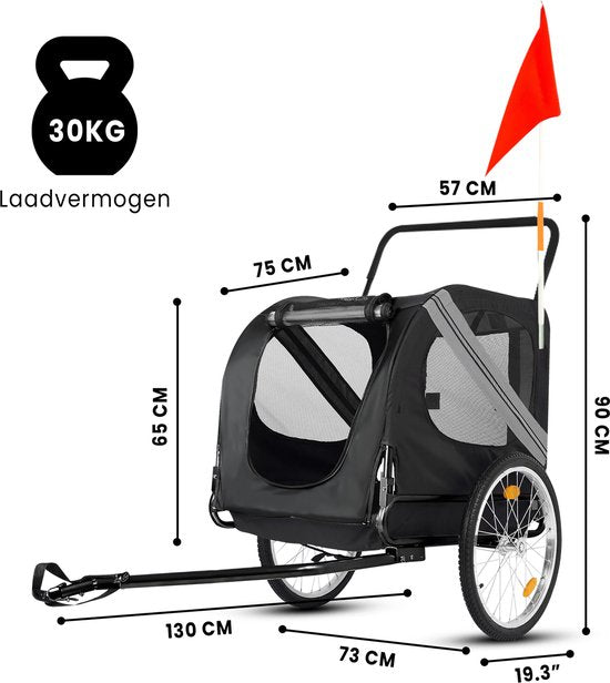 Outbee Hundefahrradanhänger - Hundefahrradanhänger faltbar - Hundeanhänger - 2-in-1 Hundefahrradanhänger - Hundebuggy - Max 35kg
