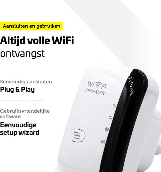 Garpex® WiFi-Verstärkersteckdose - Starkes Signal - 300Mbps - Inklusive Ethernet-Kabel - Repeater - 300Mbps