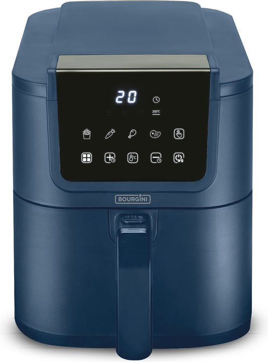 Bourgini Slimfit Airfryer XL Blau - Heißluftfritteuse - 5 Liter - 1500W - PFAS frei