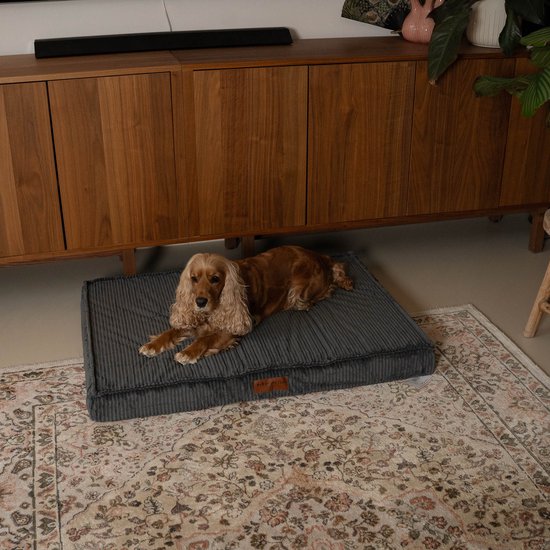 By Cee Cee Orthopädisches Hundekissen - Orthopädischer Hundekorb - Royal Collection Hundebett - Gerippter Stoff - Grau - 100x70 - Schaumstoffblase