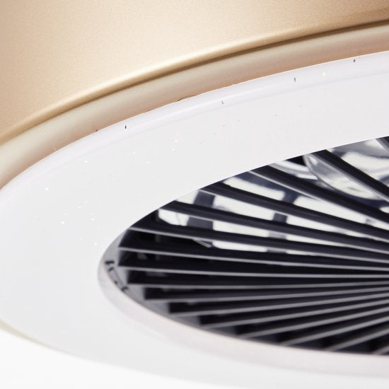 Brilliant Slimline - Deckenventilator - Mit Beleuchtung - LED 40W - 3000K-6500K - Dimmbar - Schwarz mit goldener Blende - Sehr leise