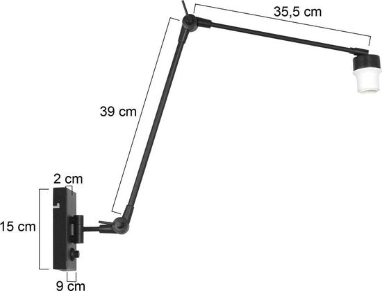 Steinhauer Prestige Chic Wandleuchte - Dimmbar - Gelenkarm bis 74,5 cm - Schwarz