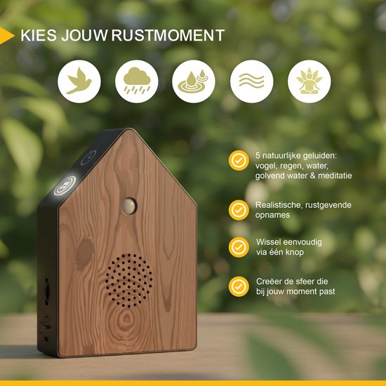 UPLY Vogelhaus mit Sound - Vogelhaus mit Sensor - 5 Naturgeräusche für Toilette/WC - Bewegungsmelder - Schalterbox - Geschenk - Inkl.
