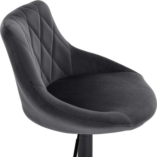 Rootz Velvet Barstool - Counter Chair - Verstellbarer Sitz - Drehhocker - Lounge Sessel - Gepolsterter Hocker - Küchenstuhl - Dunkelgrau - 22.0x19.3x15.7 inches