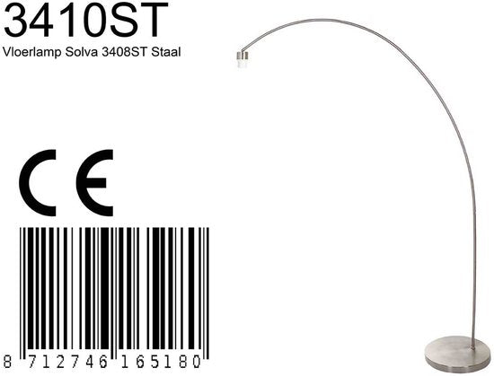 Mexlite Bogenlampe Solva - Höhe 185 cm - Metall - Grau