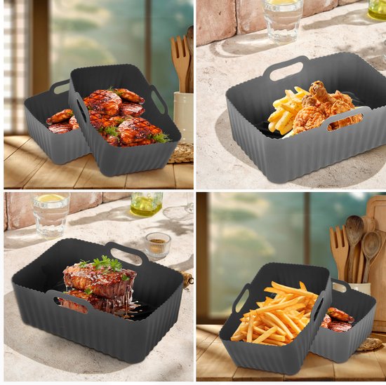 Airfryer Tabletts Silikon - 2 Stück - Heißluftfritteuse - Zubehör - Backpapier - Geeignet für XXL Philips, Ninja, Inventum - Korb - Sicheres Material - Luft
